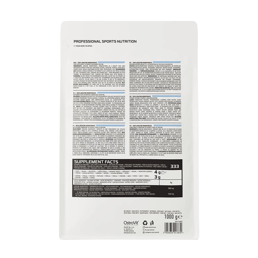 OstroVit – 100% kreatinmonohüdraat, naturaalne – 1000 g - Image 7