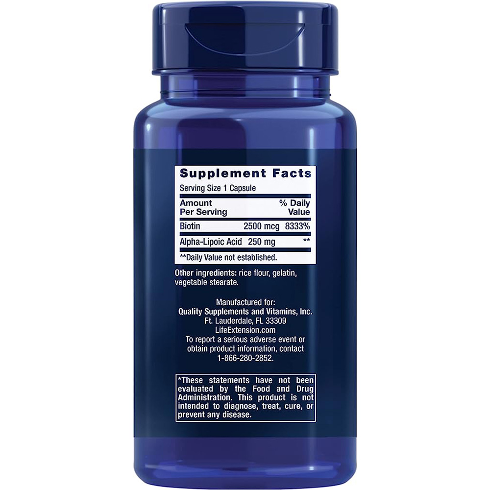 Alpha-Lipoehape koos biotiiniga – 60 kapslit - Image 3