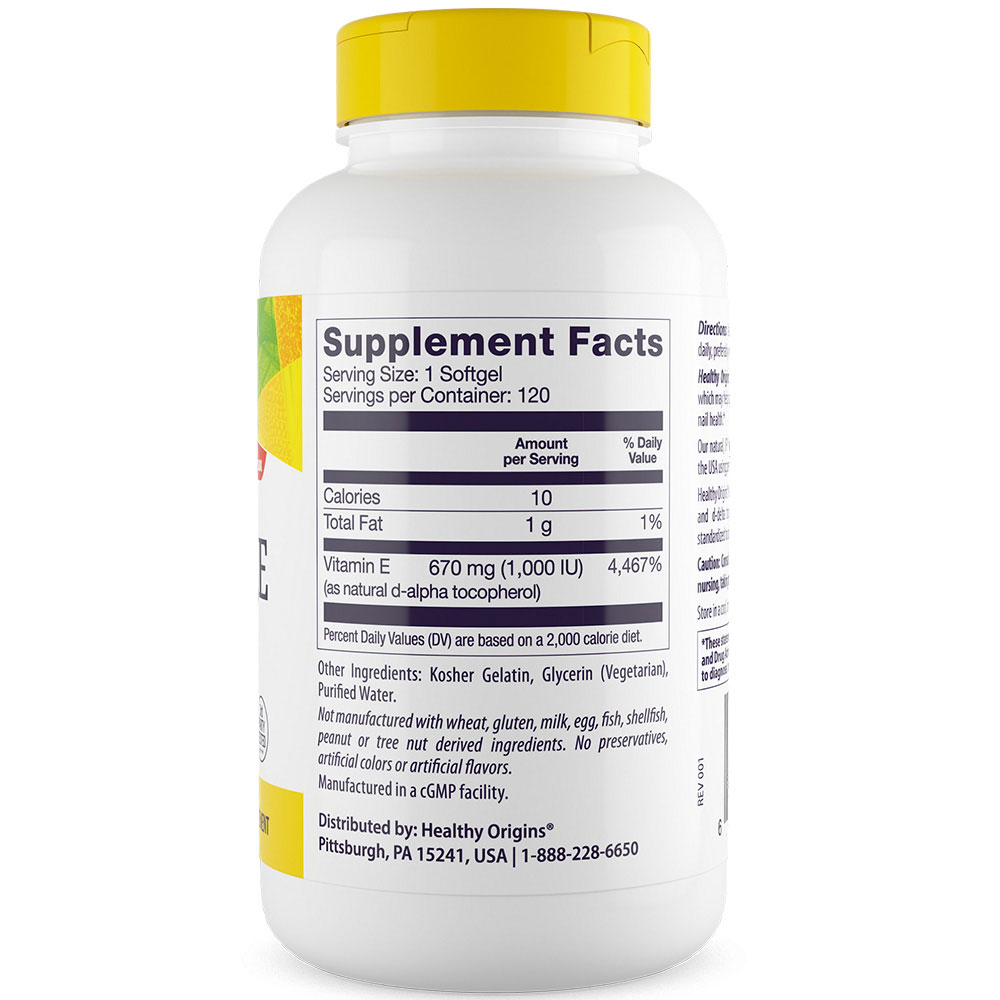 Healthy Origins – Natural vitamin E 1 000 IU 120 pehmetoosi - Image 3