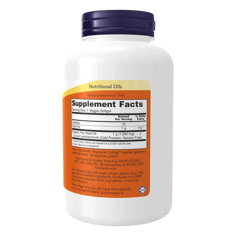 NOW Foods – Hørfrøõli 1000 mg vegansk formulatsioon, 120 veggie softgels - Image 4
