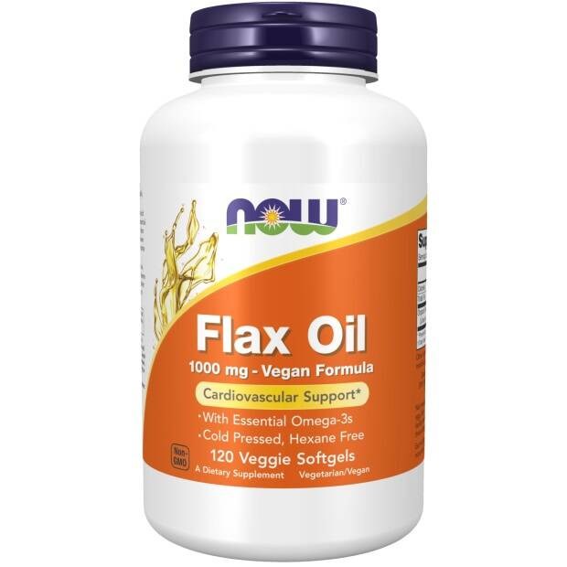 NOW Flax Oil 1000 mg Vegan Formula (120 Veggie Softgels
