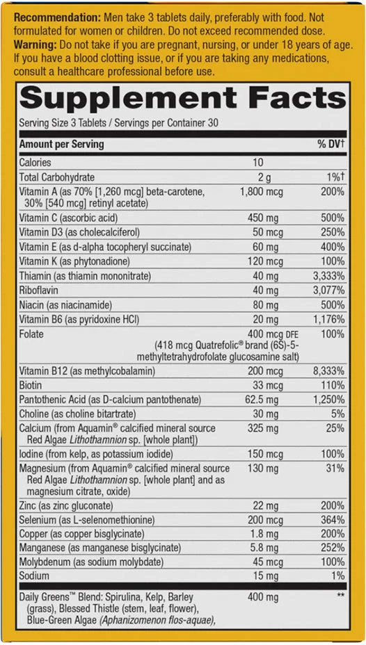 Nature's Way – Alive! Men’s Max3 päevane multivitamiin 90 tabletti - Image 7