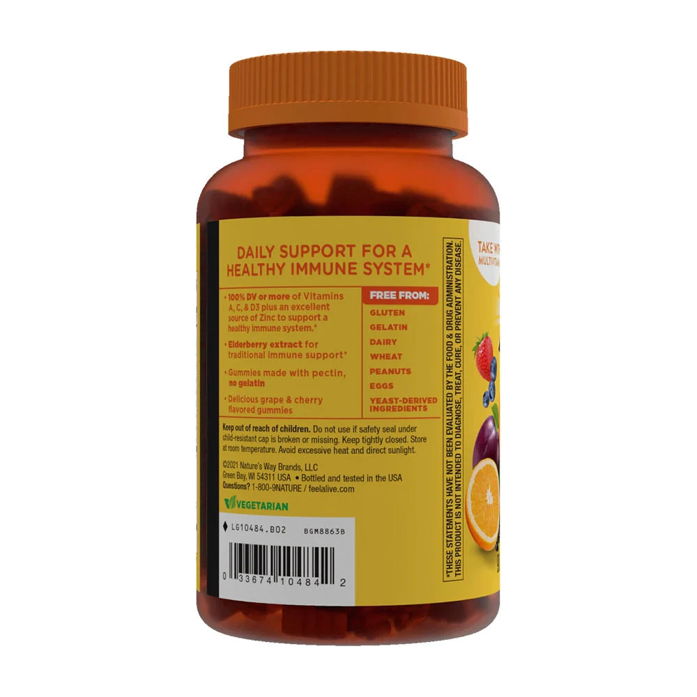 Nature's Way – Alive!® Premium Immune Gummies, kirsi- ja viinamarjamaitseline – 90 tk - Image 7