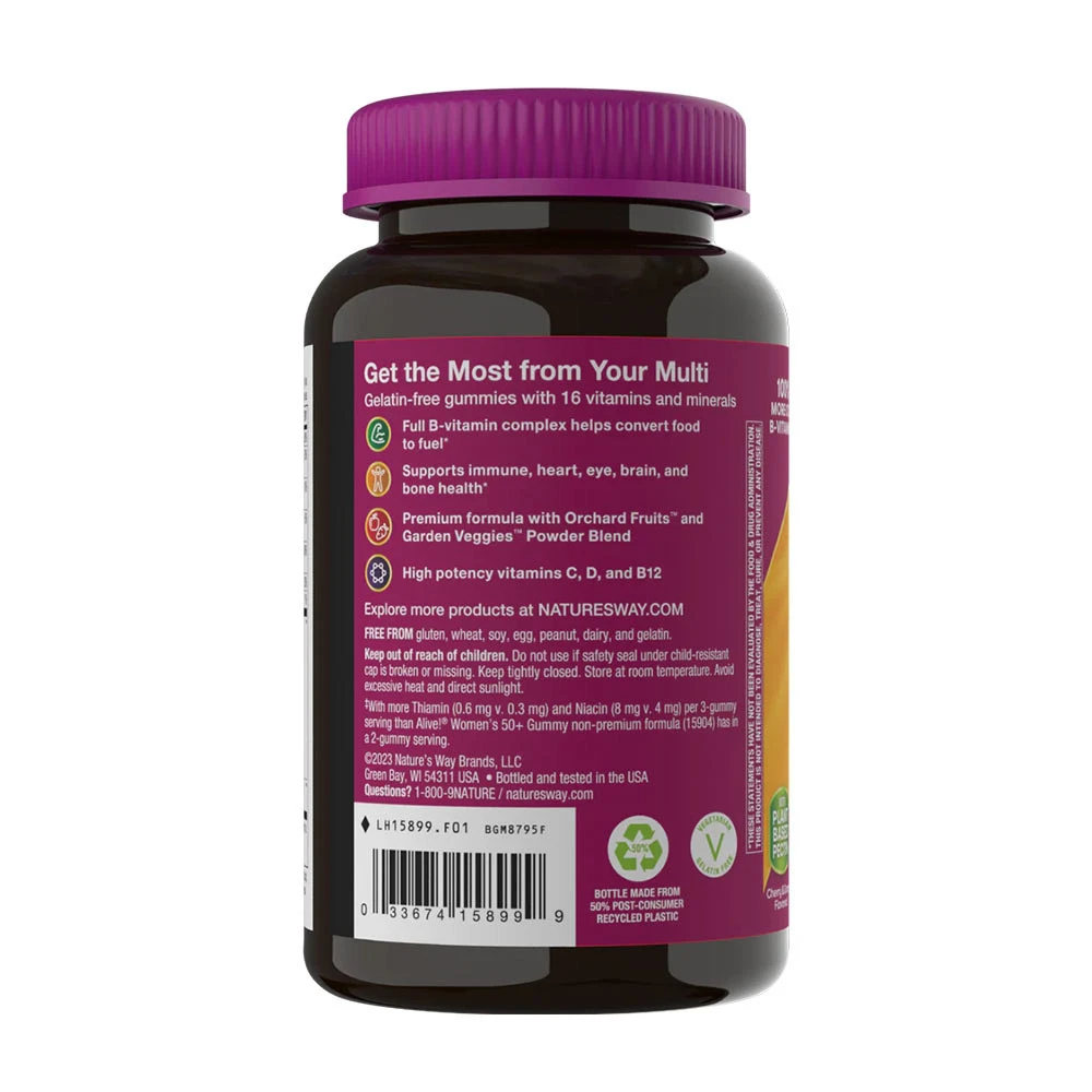 Nature's Way – Alive! Premium naiste 50+ multivitamiini gummies, kirss ja viinamarja – 75 stk - Image 5