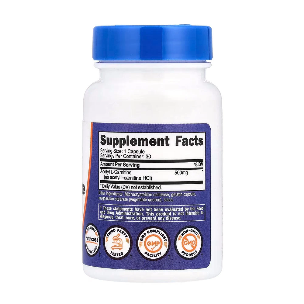 Nutricost – Acetüül L-Carnitiin 500 mg – 30 kapslit - Pilt 2
