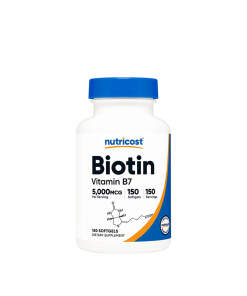 Nutricost Biotin with Coconut Oil Softgels 5000 mcg (150 Softgels)