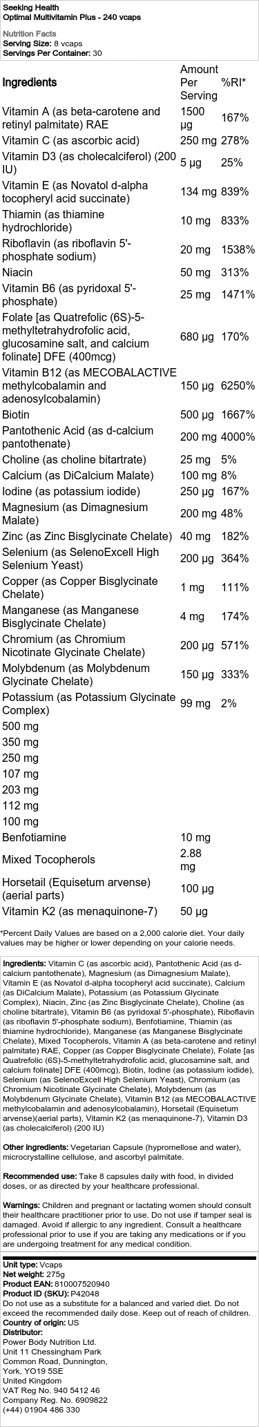 Optimaalne Multivitamiin Pluss – 240 kapslit - Image 2
