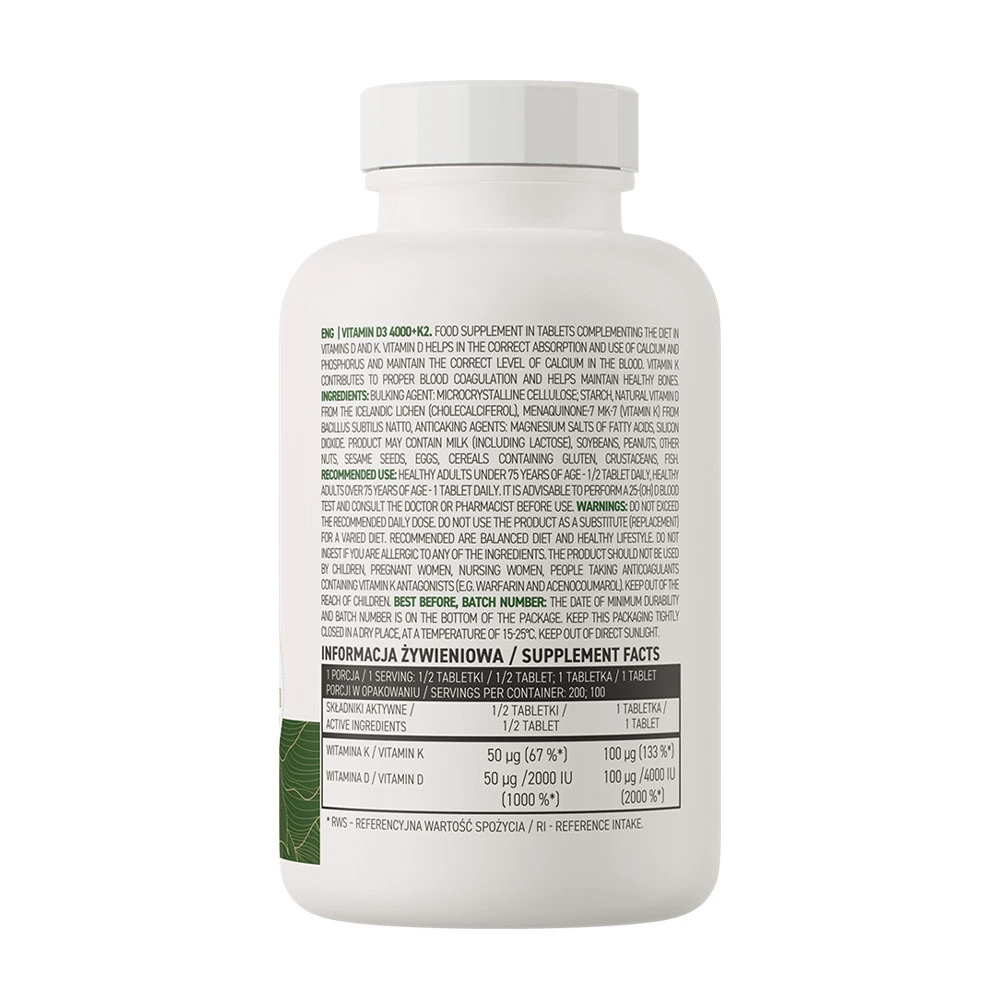 OstroVit – D3 4000 IU + K2 VEGE – 100 tabletti - Image 4