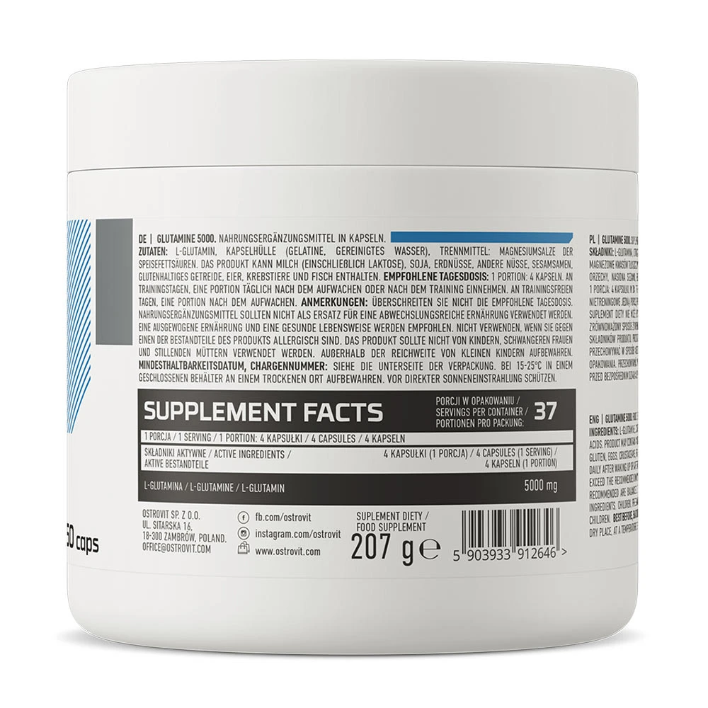 Ostrovit – Glutamiin 5000 mg, 150 kapslit - Image 6