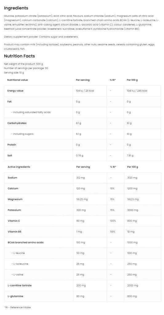 OstroVit – isotoniline pulber 500 g, apelsin - Image 7