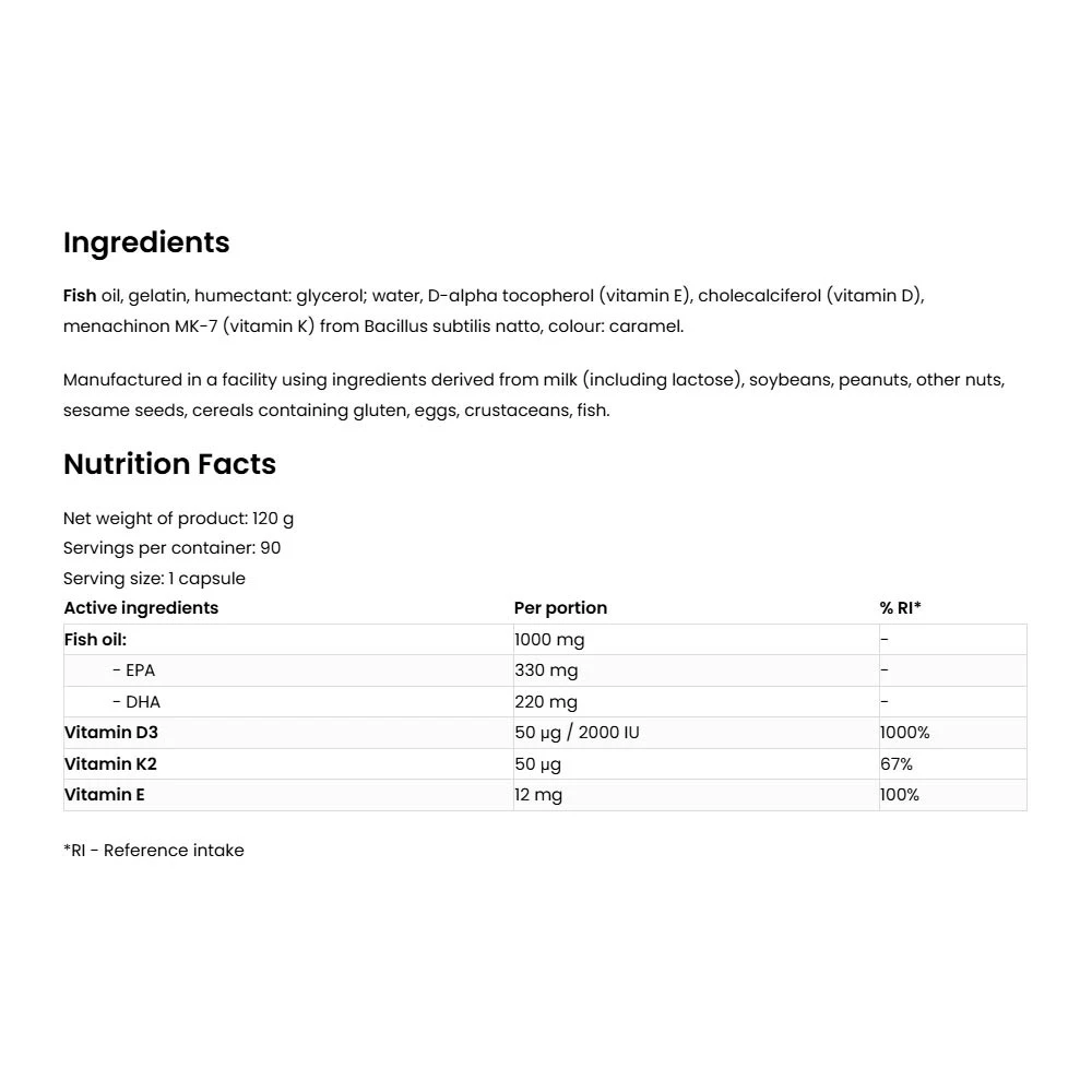 OstroVit – Omega 3 D3 + K2 – 90 kapslit - Image 2
