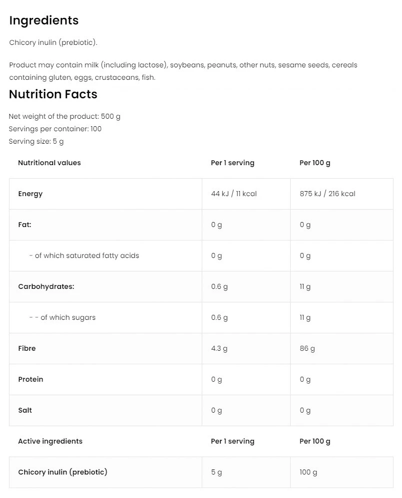 OstroVit – Vege inulin pulber – 500 g - Image 2