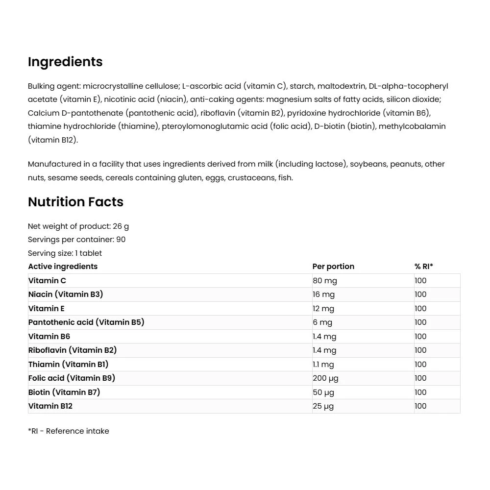 OstroVit – B-vitamiini kompleks 90 tabletti - Image 2