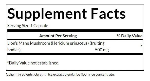 Täisspektriga Lõvilakk-seened – 500 mg · 60 kapslit - Image 3