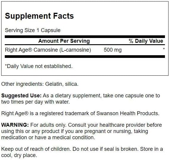 Swanson – L-karnitiin – 500 mg · 60 kapslit - Image 3