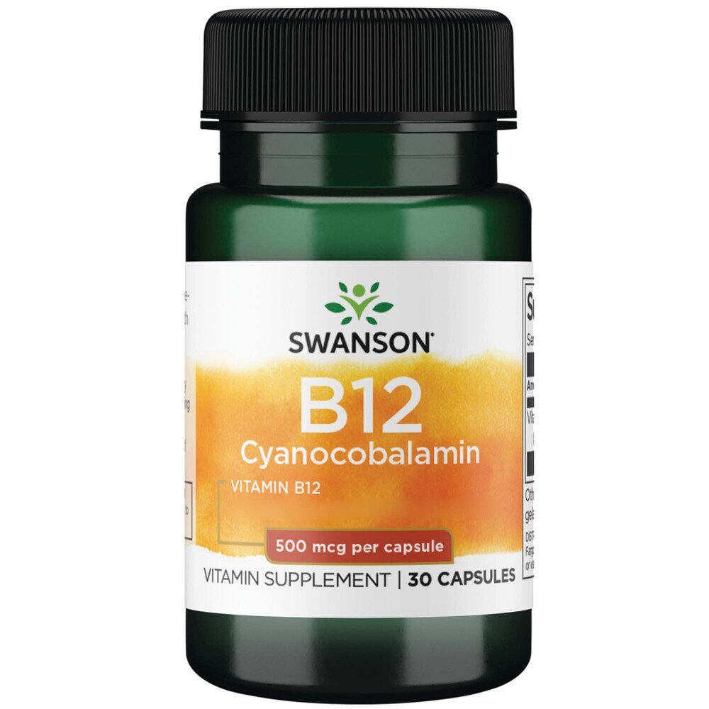 Swanson – B12-vitamiin Cyanocobalamin 500mcg 30 kapslit - Image 2
